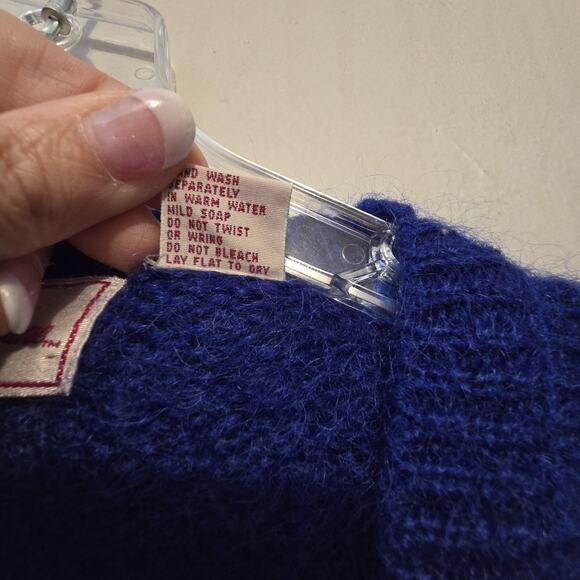 Vtg 80s 90s Pembroke Lane Mohair Blend Cardigan Sweater Womens MED Blue Preppy - Picture 6 of 10